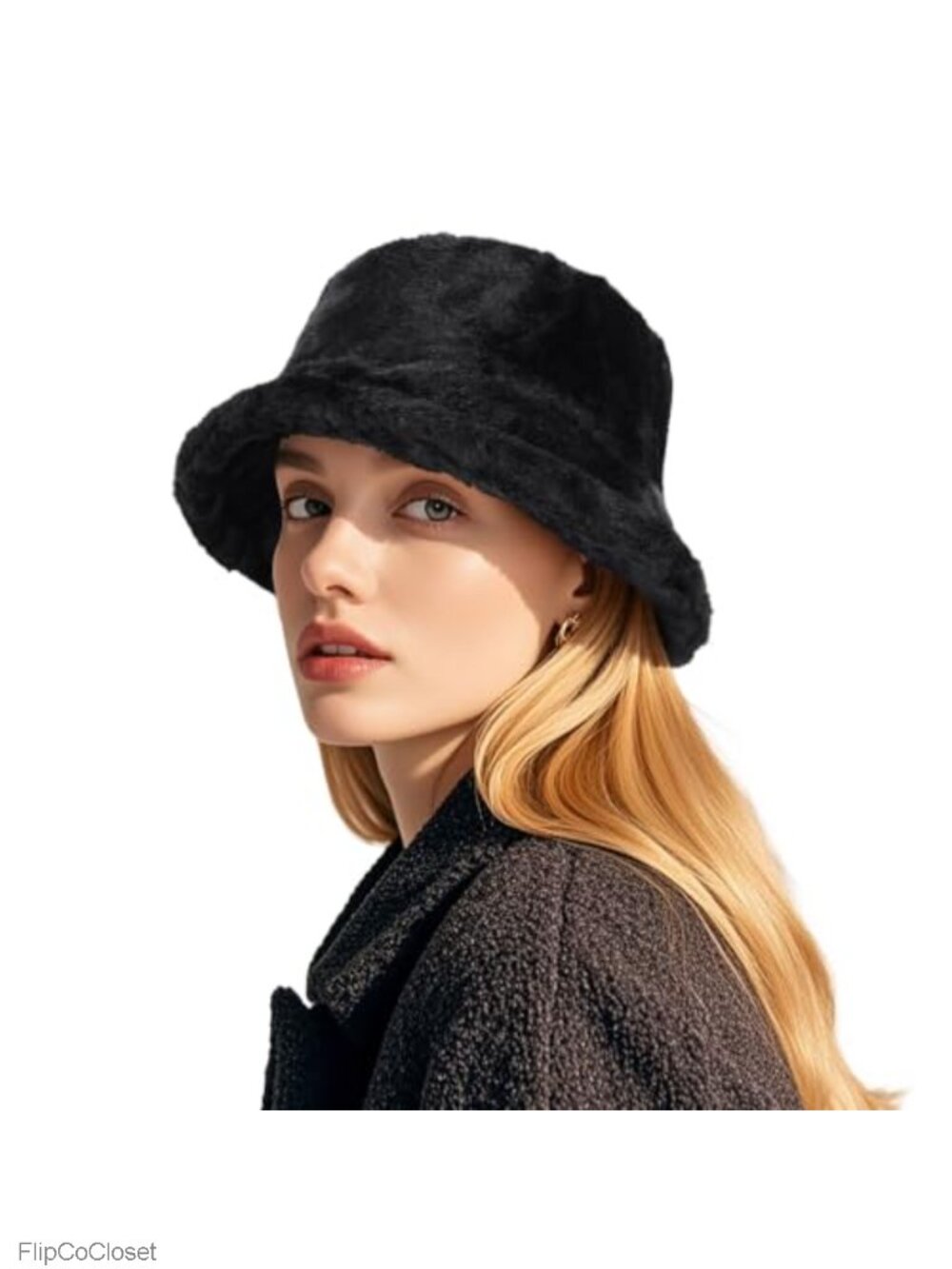 Fuzzy Faux Fur Bucket Hat Warm Winter Fisherman Cap
